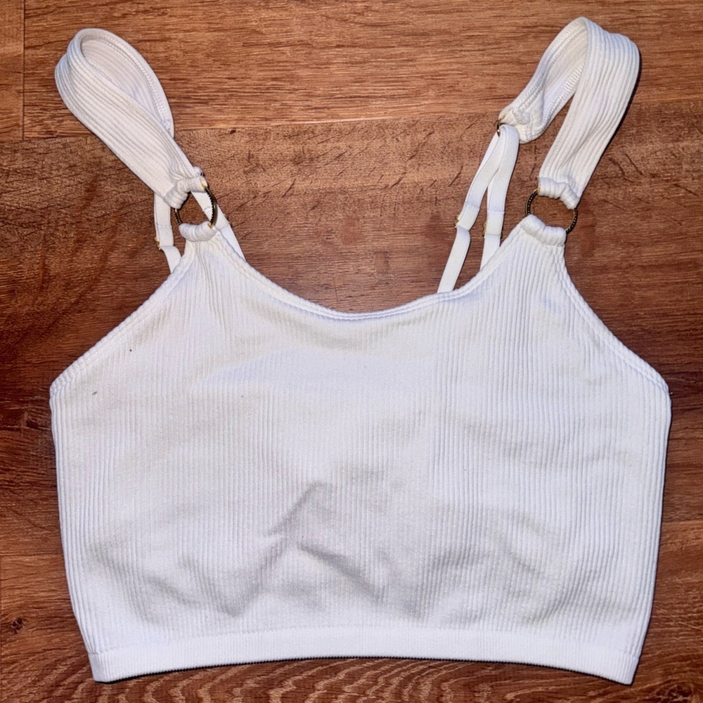 Aerie White Ribbed Tank Top